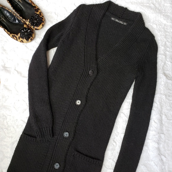 long black cardigan with buttons